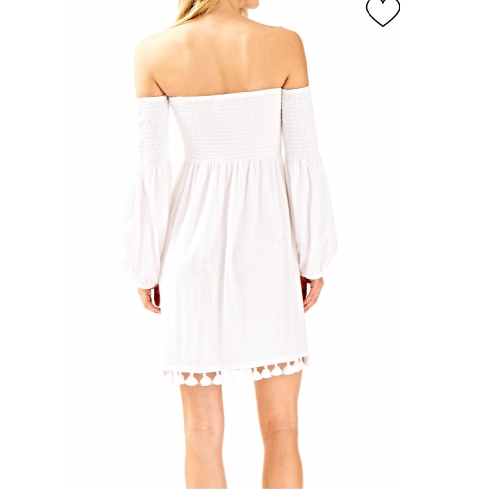 Lilly Pulitzer Trina Off-The-Shoulder WHITE BEACH DRESS SZ Medium - Picture 3 of 14